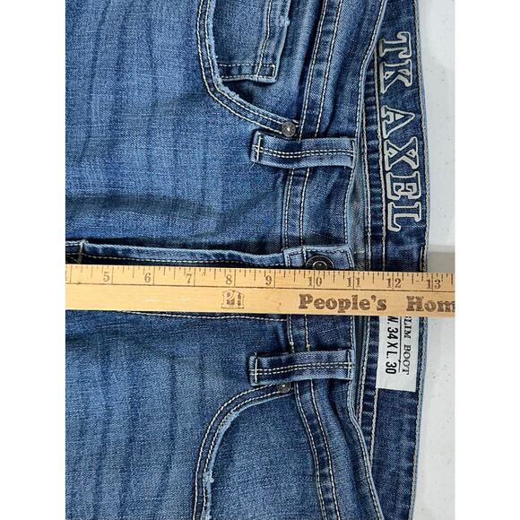 TK Axel Jeans Size 36x28.5 Slim Bootcut Medium Wash Light Distressing - Picture 10 of 10